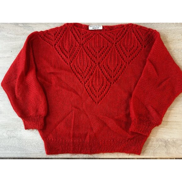 EMILIO PUCCI by Herwool Vintage Red Sweater Geometric Pattern Boatneck Large - Picture 1 of 7